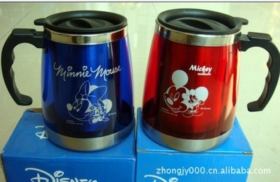 【光面雙層保溫杯 可印字保溫杯 米奇保溫杯 促銷廣告禮品定制】價格,廠家,圖片,保溫杯、保溫桶,長沙欣茂文化傳播禮品部-